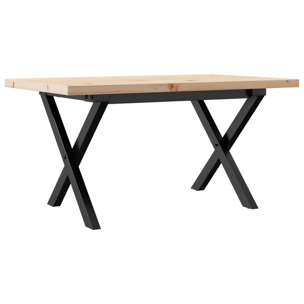 sofabord 80x50x40,5 cm X-stel massivt fyrretræ og stål