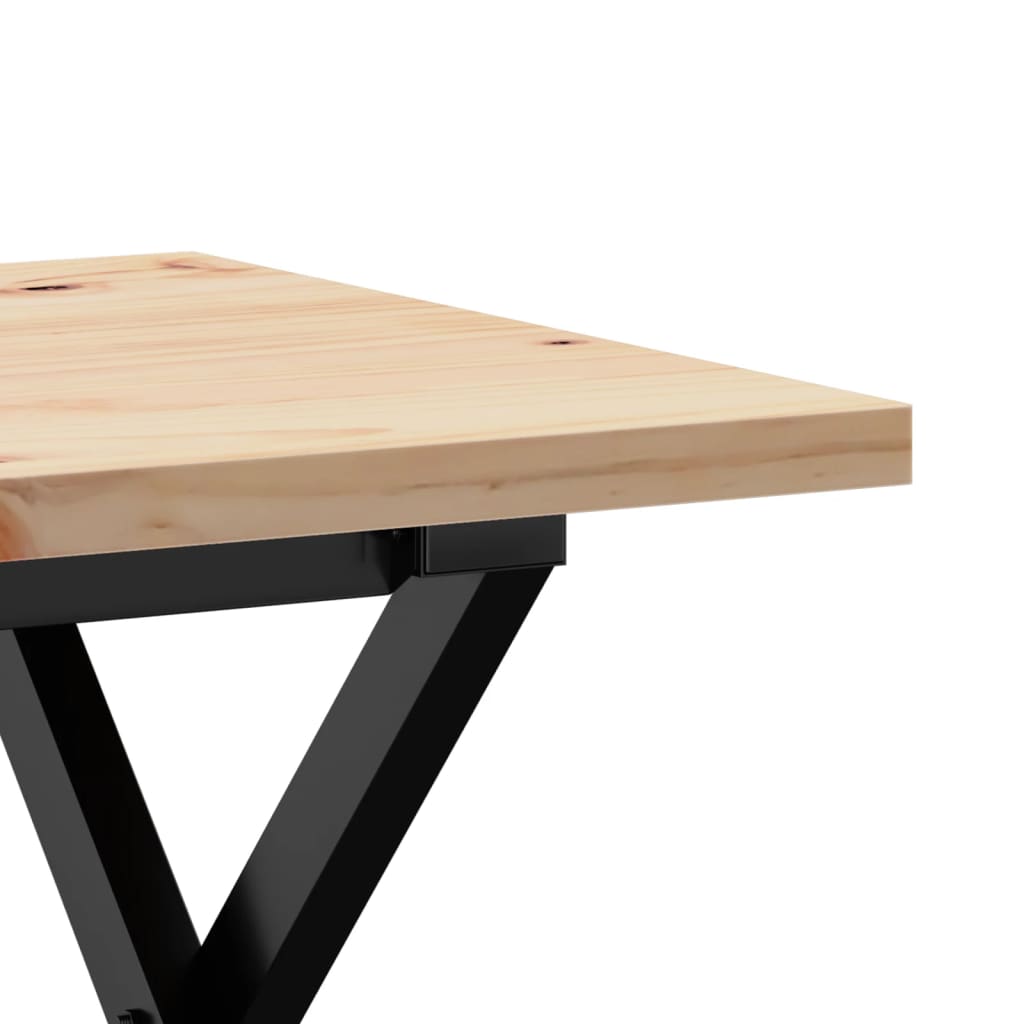 sofabord 80x50x40,5 cm X-stel massivt fyrretræ og stål