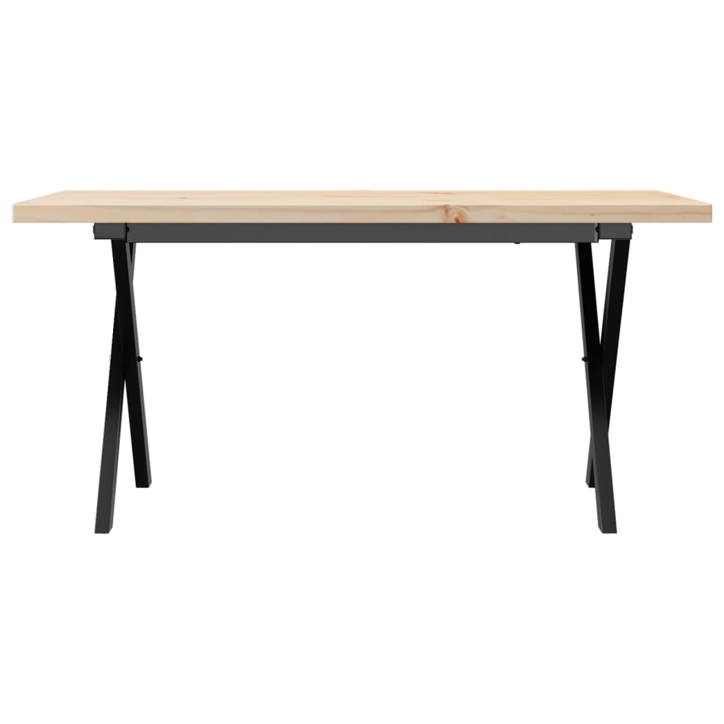 sofabord 90x40x45,5 cm X-stel massivt fyrretræ og stål