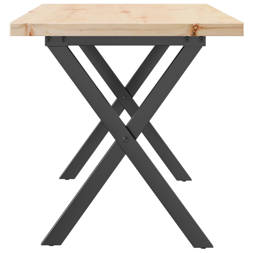 sofabord 90x40x45,5 cm X-stel massivt fyrretræ og stål