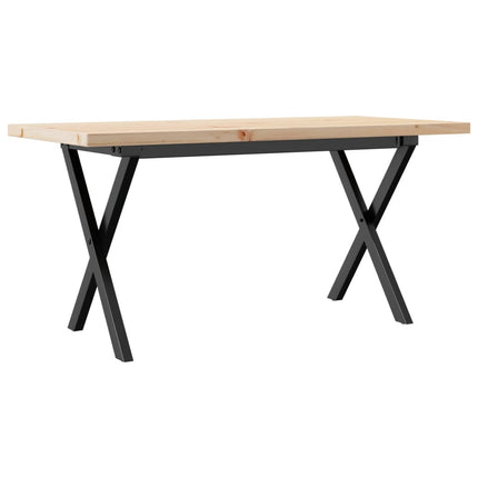 sofabord 90x40x45,5 cm X-stel massivt fyrretræ og stål