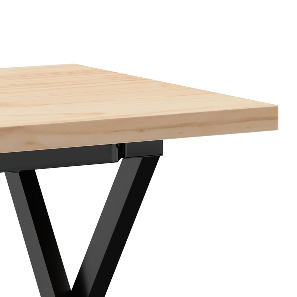 sofabord 90x40x45,5 cm X-stel massivt fyrretræ og stål