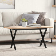 sofabord 90x40x45,5 cm X-stel massivt fyrretræ og stål