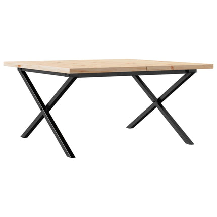 sofabord 90x90x45,5 cm X-stel massivt fyrretræ og stål