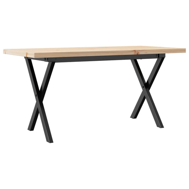 sofabord 100x50x45,5 cm X-stel massivt fyrretræ og stål