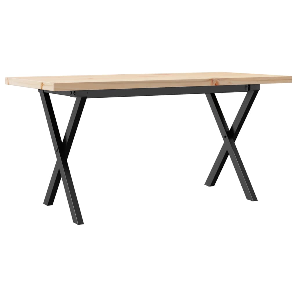 sofabord 100x50x45,5 cm X-stel massivt fyrretræ og stål