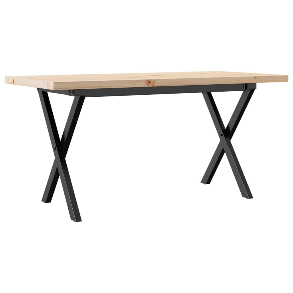 sofabord 100x50x45,5 cm X-stel massivt fyrretræ og stål