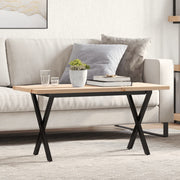 sofabord 100x50x45,5 cm X-stel massivt fyrretræ og stål