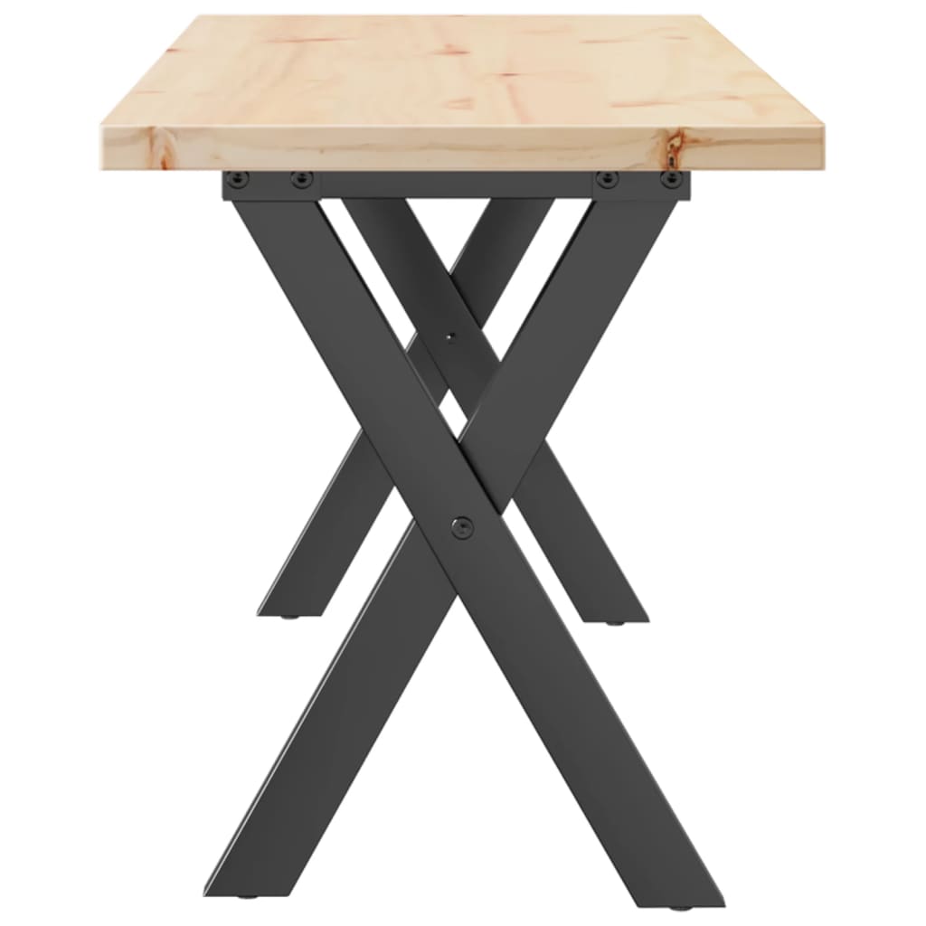 sofabord 110x40x45,5 cm X-stel massivt fyrretræ og stål