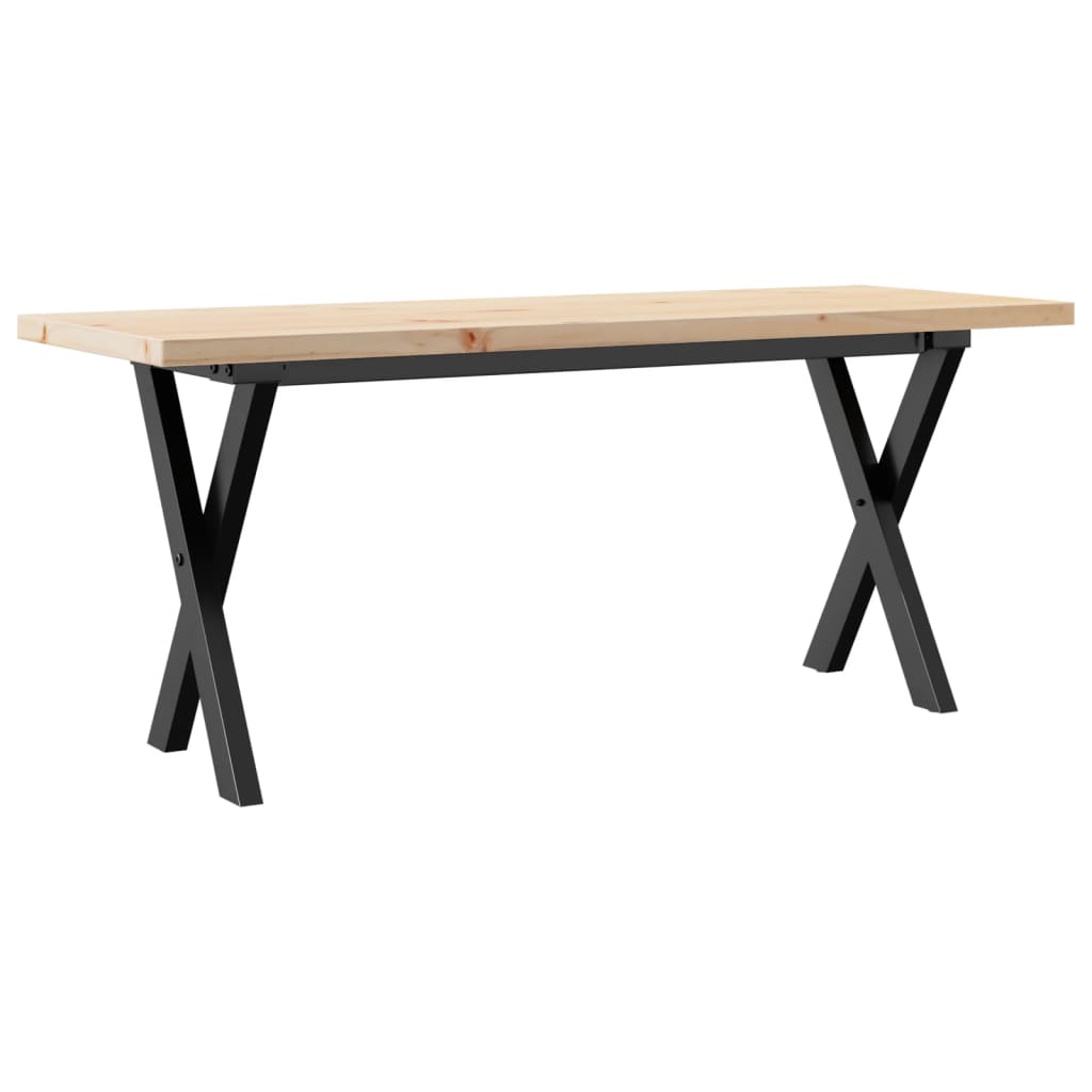 sofabord 110x40x45,5 cm X-stel massivt fyrretræ og stål