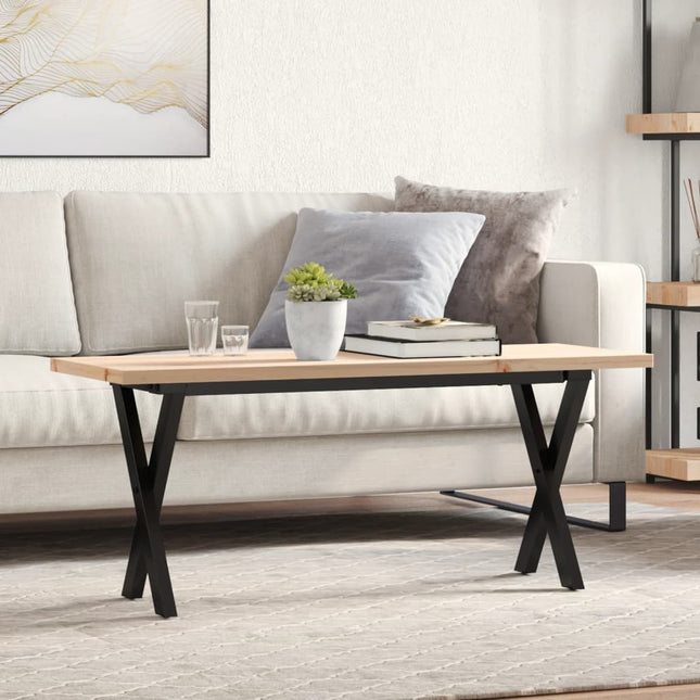 sofabord 110x40x45,5 cm X-stel massivt fyrretræ og stål