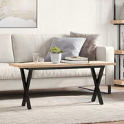 sofabord 110x40x45,5 cm X-stel massivt fyrretræ og stål