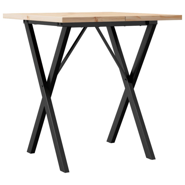 spisebord 70x70x75,5 cm X-stel massivt fyrretræ og stål