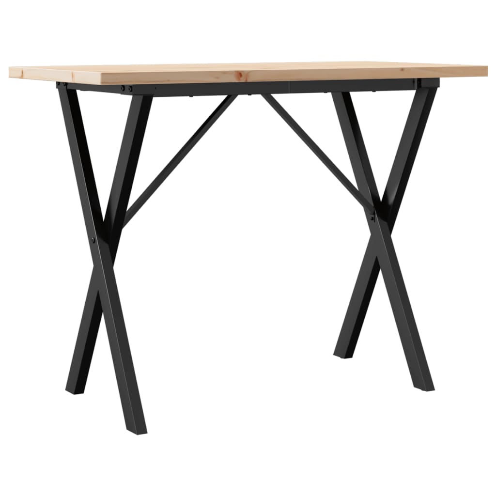 spisebord 100x50x75,5 cm X-stel massivt fyrretræ og stål