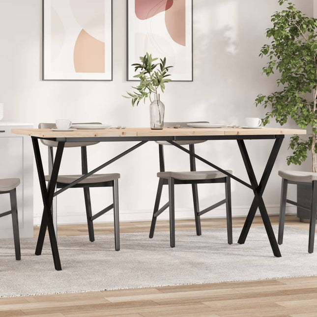 spisebord 160x80x75,5 cm X-stel massivt fyrretræ og stål