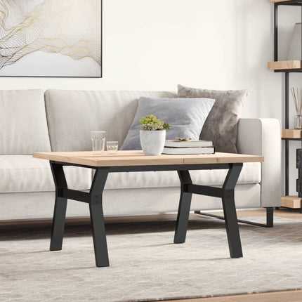 sofabord 80x80x45,5 cm Y-stel massivt fyrretræ og stål