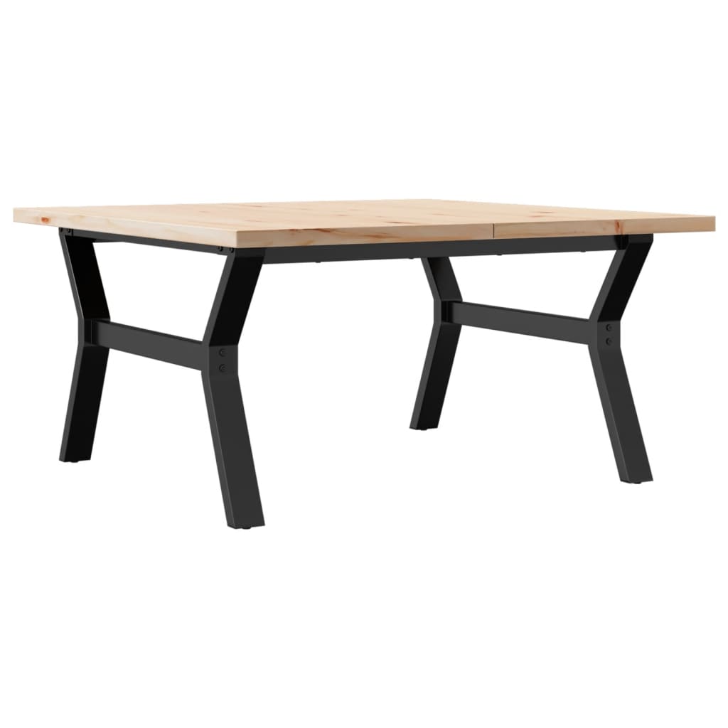 sofabord 90x90x45,5 cm Y-stel massivt fyrretræ og stål