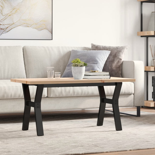 sofabord 100x50x45,5 cm Y-stel massivt fyrretræ og stål