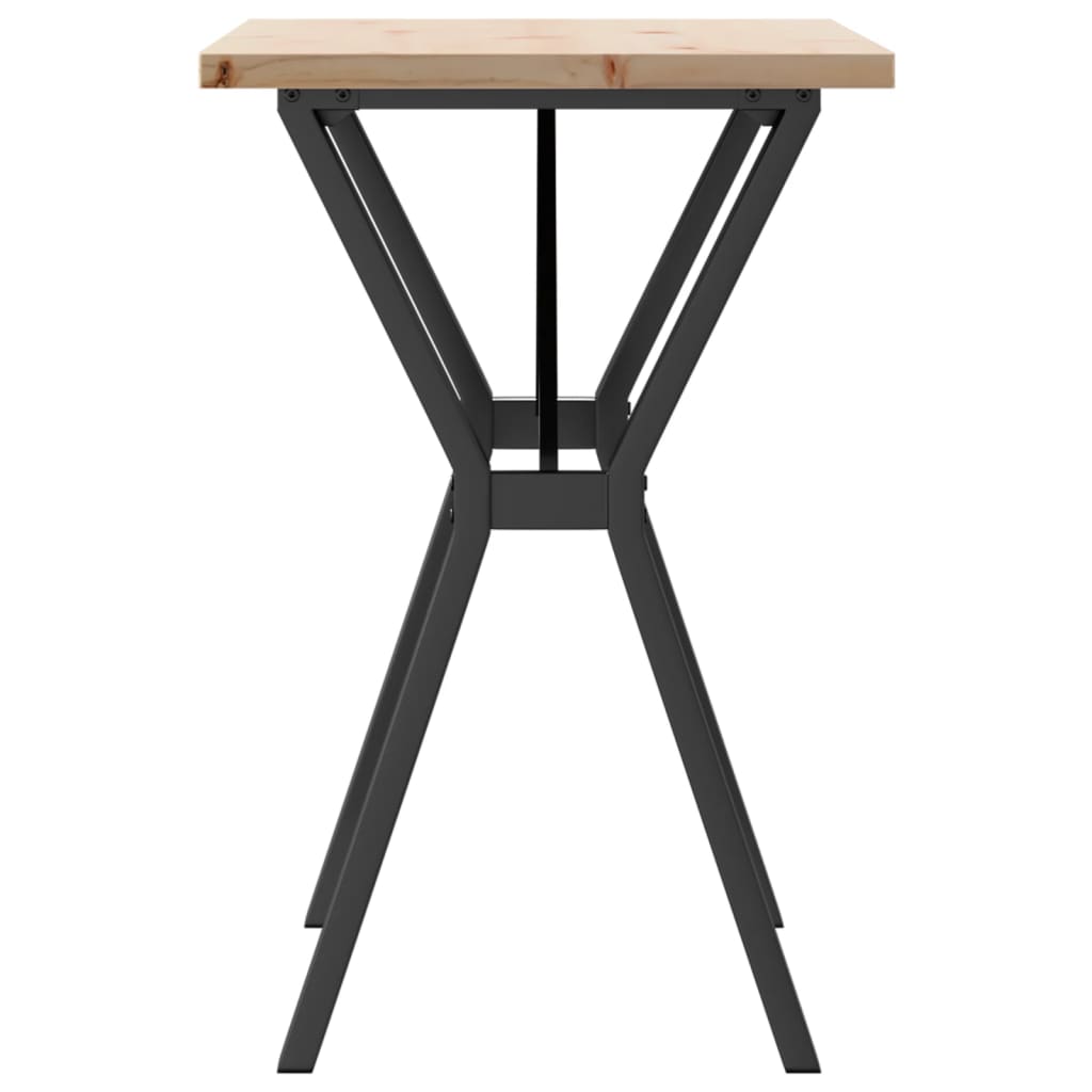 spisebord 80x50x75,5 cm Y-stel massivt fyrretræ og stål