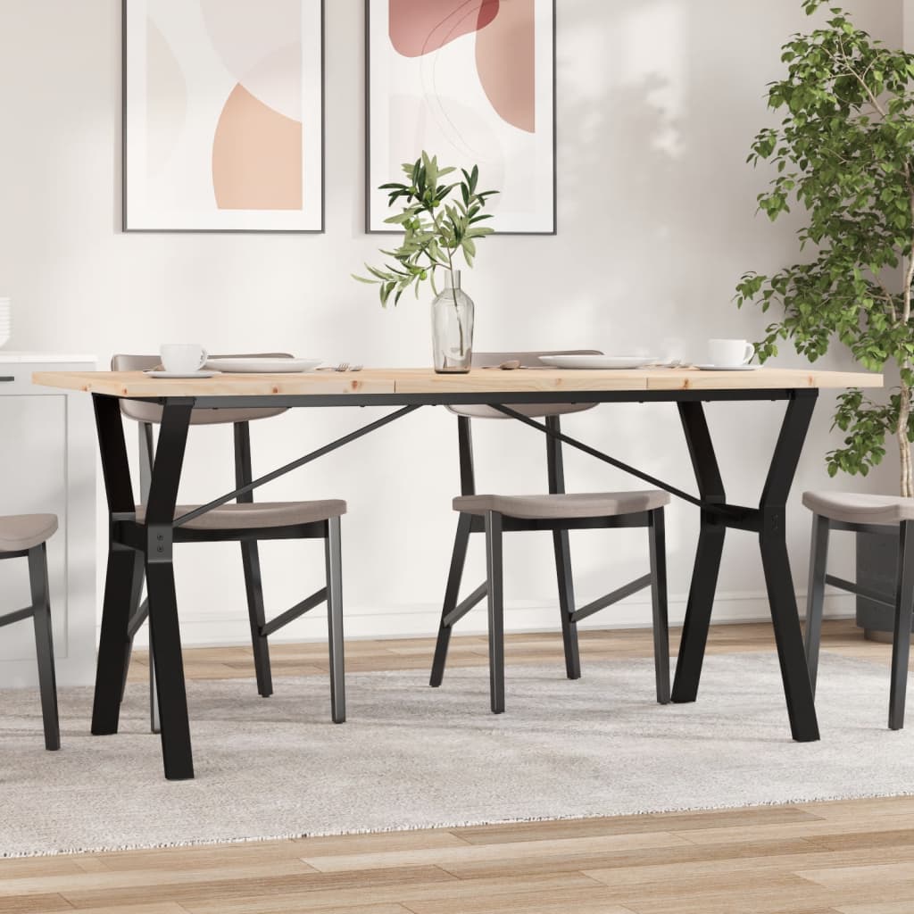 spisebord 140x80x75,5 cm Y-stel massivt fyrretræ og stål
