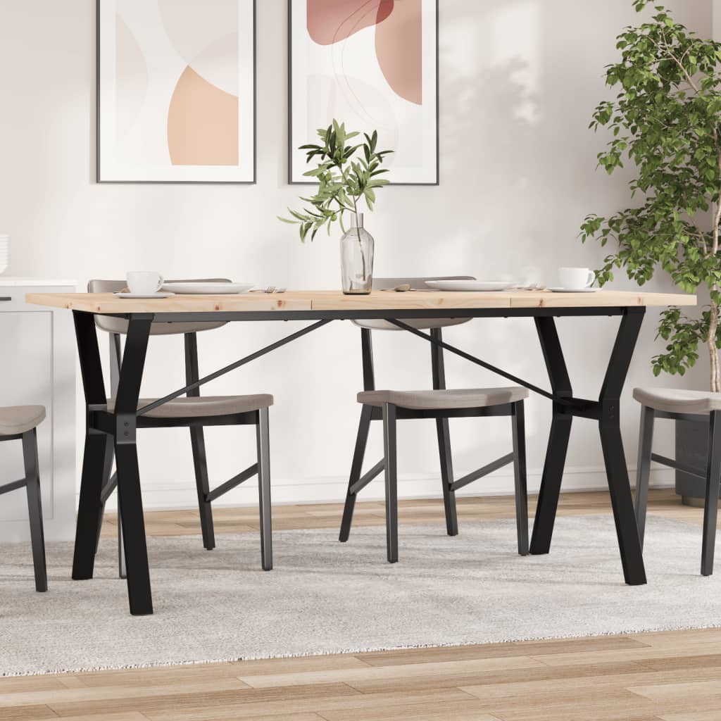 spisebord 160x80x75,5 cm Y-stel massivt fyrretræ og stål
