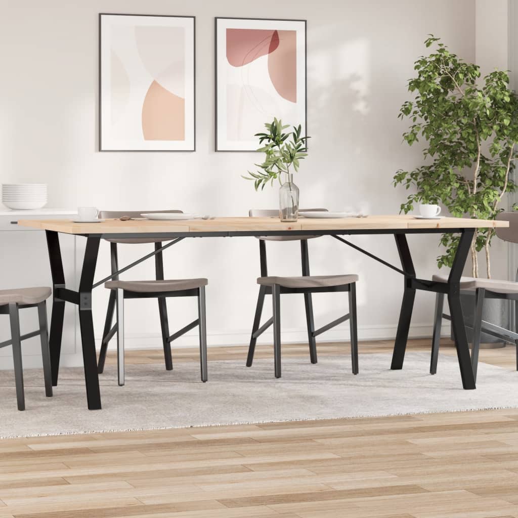 spisebord 200x100x75,5 cm Y-stel massivt fyrretræ og stål
