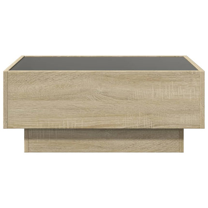 sofabord med LED-lys 70x50x30 cm konstrueret træ sonoma-eg