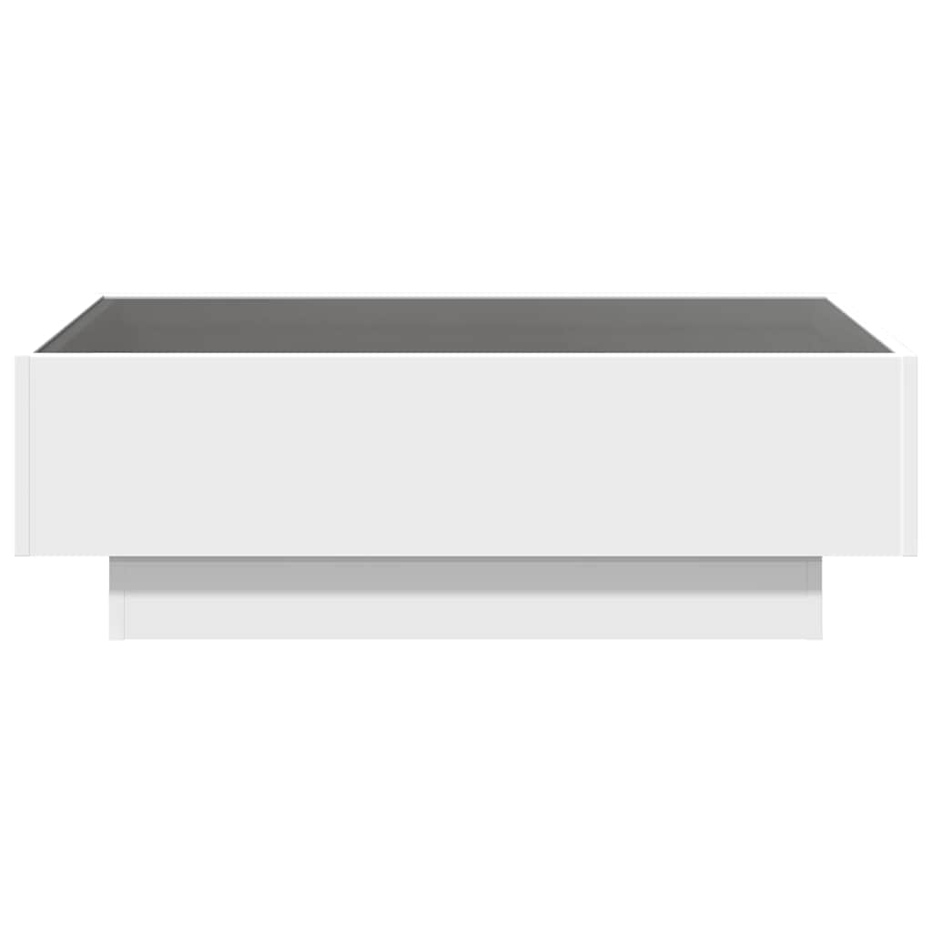 sofabord med LED-lys 90x50x30 cm konstrueret træ hvid