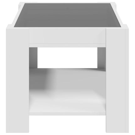 sofabord med LED-lys 73x53x45 cm konstrueret træ hvid