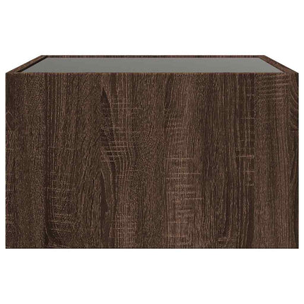 sofabord med Infinity LED-lys 50x50x30 cm brun egetræsfarve