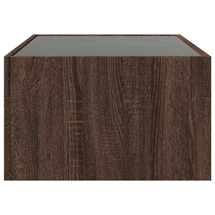 sofabord med Infinity LED-lys 90x50x30 cm brun egetræsfarve