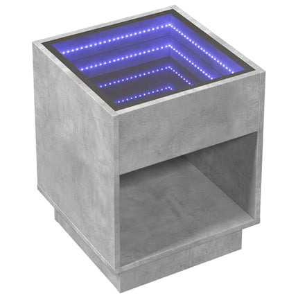 sofabord med Infinity LED-lys 40x40x50 cm betongrå