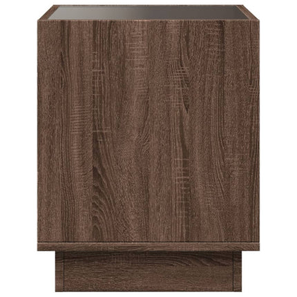 sofabord med Infinity LED-lys 40x40x50 cm brun egetræsfarve