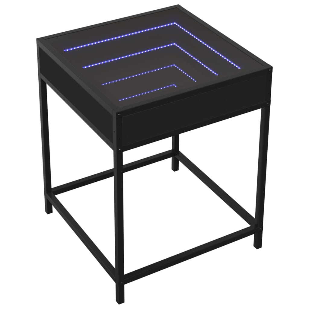 sofabord med Infinity LED-lys 40x40x51 cm sort