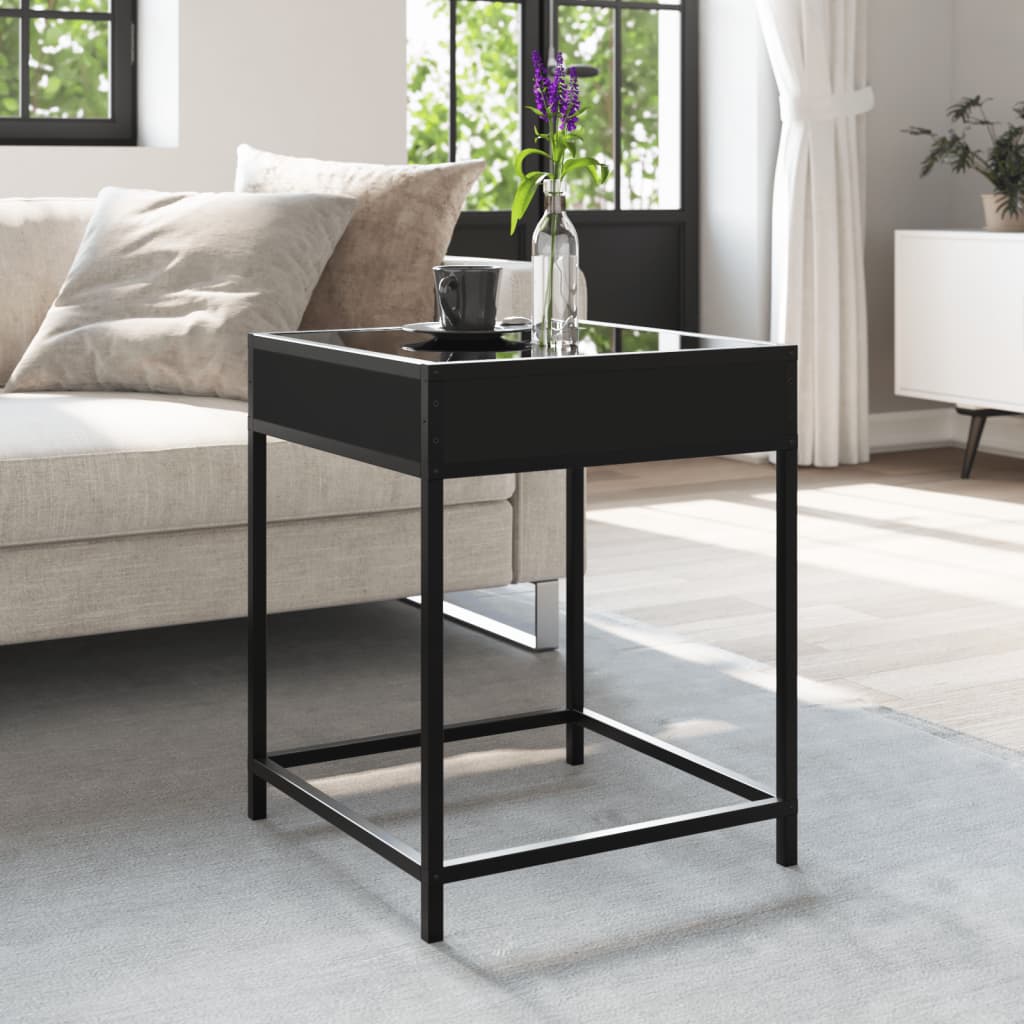 sofabord med Infinity LED-lys 40x40x51 cm sort