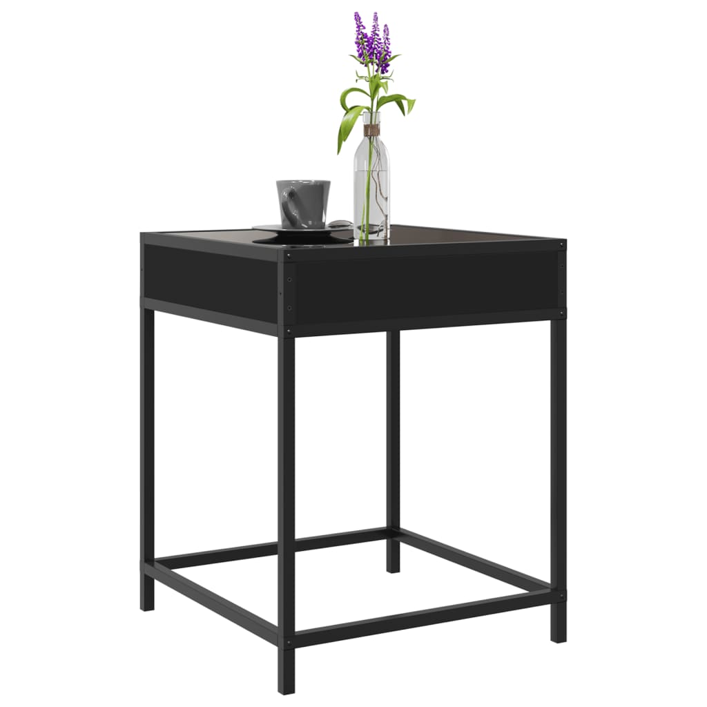 sofabord med Infinity LED-lys 40x40x51 cm sort