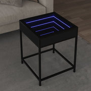 sofabord med Infinity LED-lys 40x40x51 cm sort