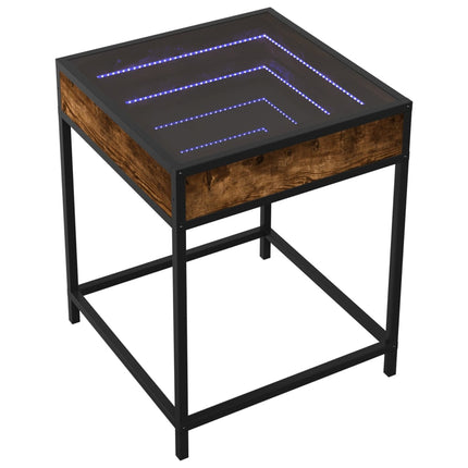 sofabord med Infinity LED-lys 40x40x51 cm røget egetræsfarve