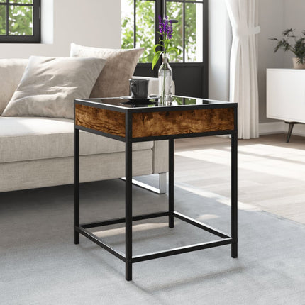 sofabord med Infinity LED-lys 40x40x51 cm røget egetræsfarve