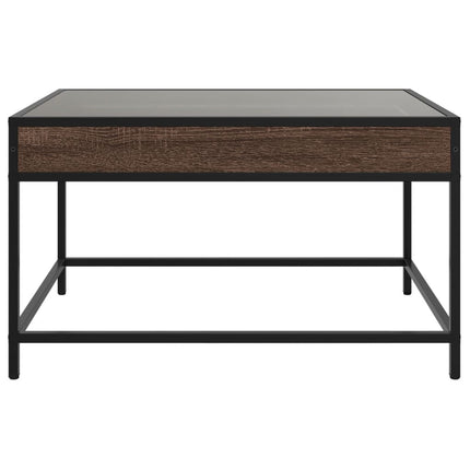 sofabord med Infinity LED-lys 70x50x41 cm brun egetræsfarve