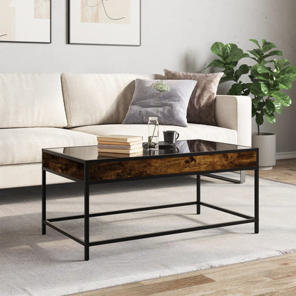 sofabord med Infinity LED-lys 90x50x41 cm røget egetræsfarve