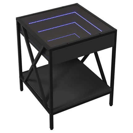sofabord med Infinity LED-lys 40x40x49 cm sort