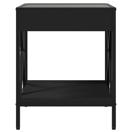 sofabord med Infinity LED-lys 40x40x49 cm sort