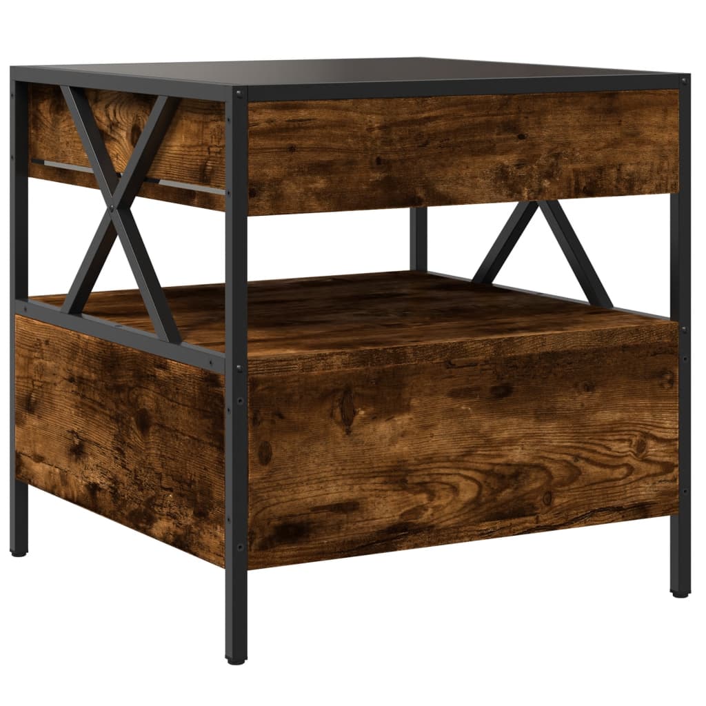 sofabord med Infinity LED-lys 50x50x51 cm røget egetræsfarve