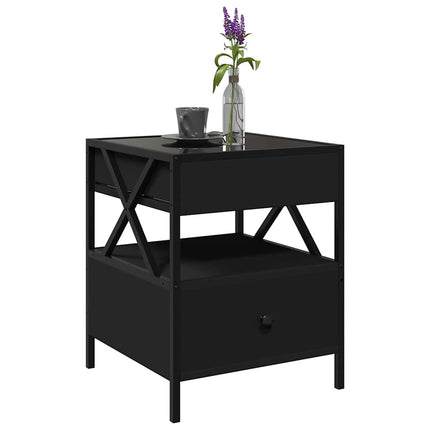 sofabord med Infinity LED-lys 40x40x51 cm sort