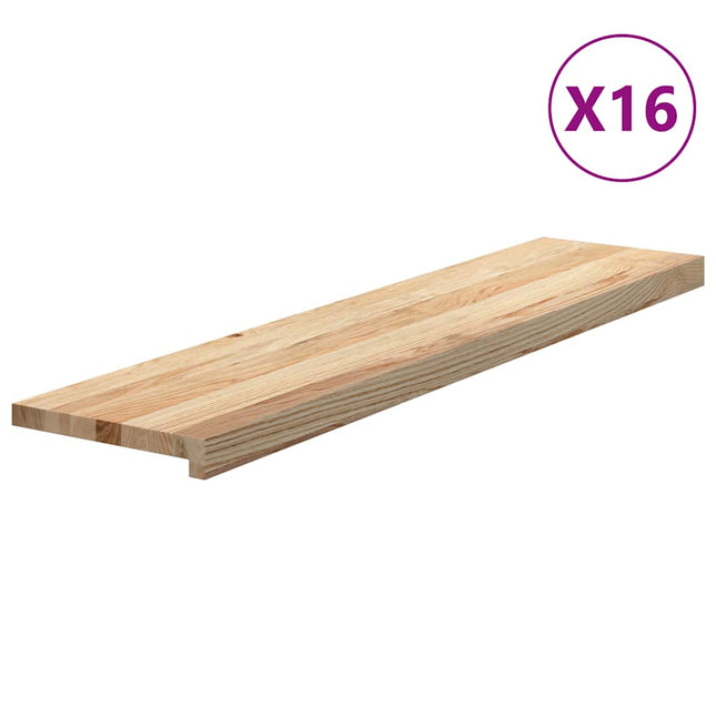 trappemåtter 16 stk ubehandlet 110x25x2 cm massivt egetræ