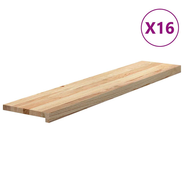 trappemåtter 16 stk ubehandlet 120x30x2 cm massivt egetræ