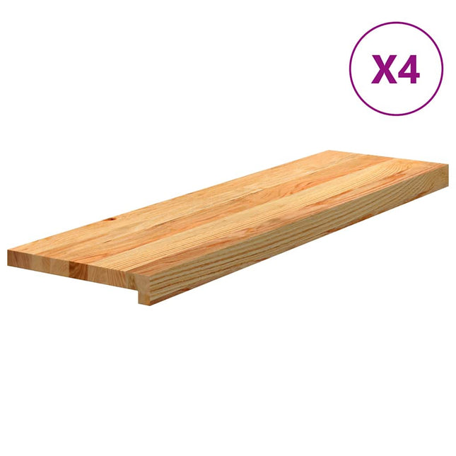 trappemåtter 4 stk lysebrun 90x25x2 cm massivt egetræ