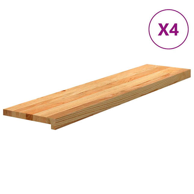 trappemåtter 4 stk lysebrun 110x25x2 cm massivt egetræ