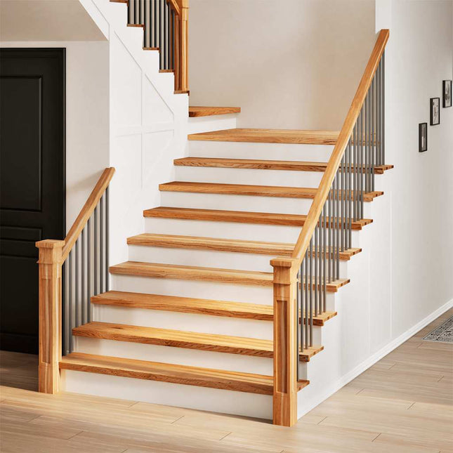 trappemåtter 4 stk lysebrun 110x25x2 cm massivt egetræ
